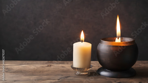 Candles on a wooden table
