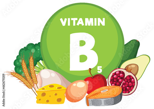 Vibrant Group of Vitamin-Rich Fruits and Vegetables B5