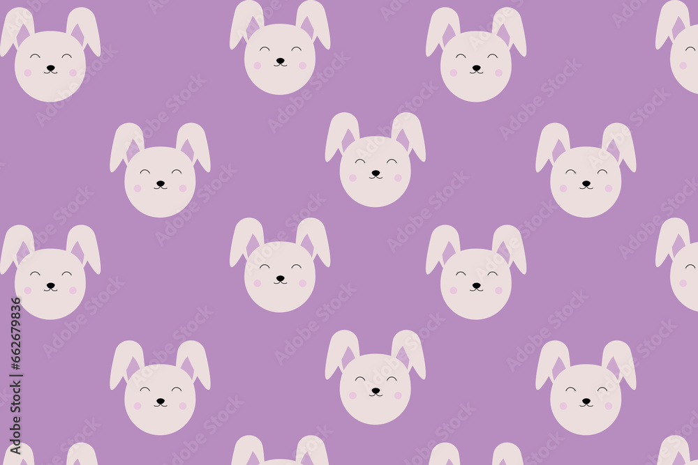 Cute rabbit seamless pattern. Fabric texture with bunny.