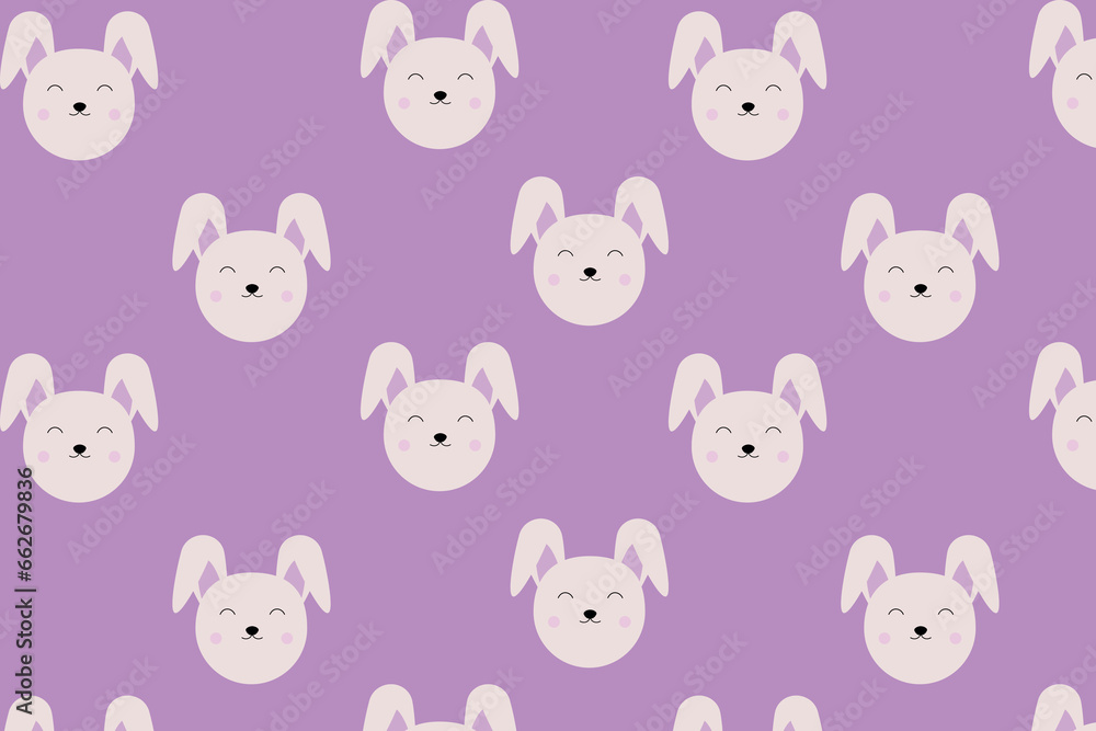 Obraz premium Cute rabbit seamless pattern. Fabric texture with bunny.