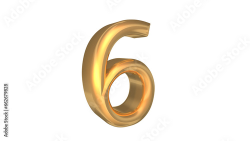 Creative design yellow 3d number 6