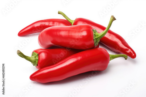 Red chili peppers on white background