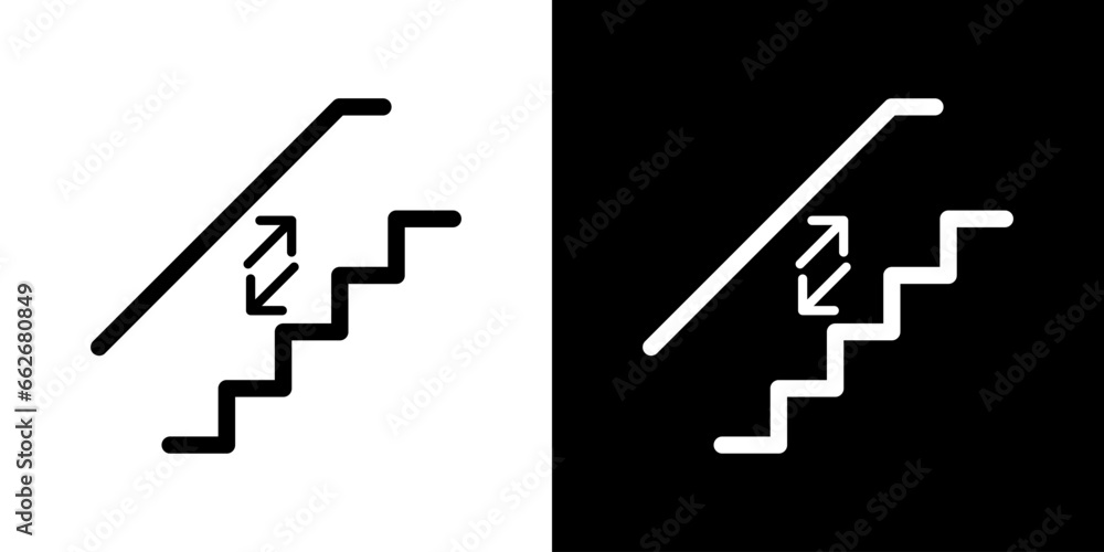 Downstairs or upstairs logo for any purposes. Up and down staircase. Stairs vector icon. Downstairs or upstairs logo for any purposes. Up and down staircase. Stairs vector icon.