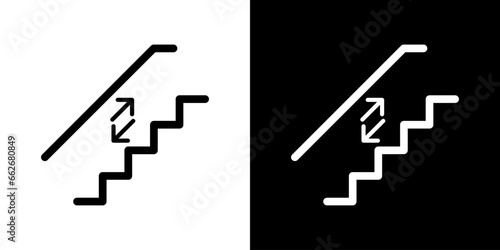 Downstairs or upstairs logo for any purposes. Up and down staircase. Stairs vector icon.