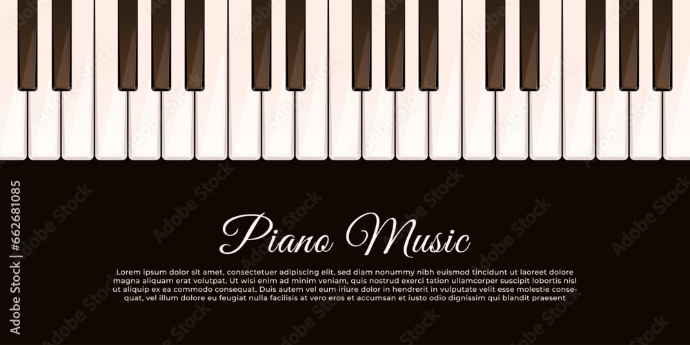 Fototapeta premium Music background with piano keys illustration. 