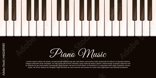 Music background with piano keys illustration. 