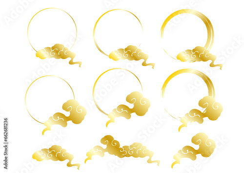 金の古典和雲フレームセット