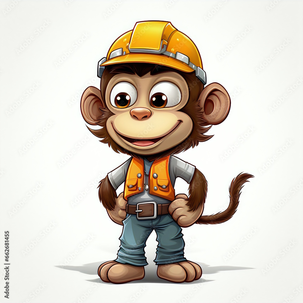Monkey Engineer Cartoon Character Vector Graphic Monkey Engineer Cartoon Character Vector Graphic