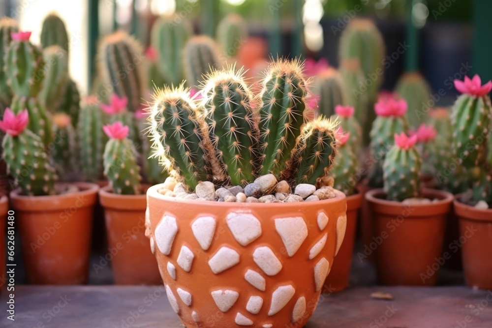 blooming heart-shaped cactus in a terracotta pot blooming heart-shaped cactus in a terracotta pot