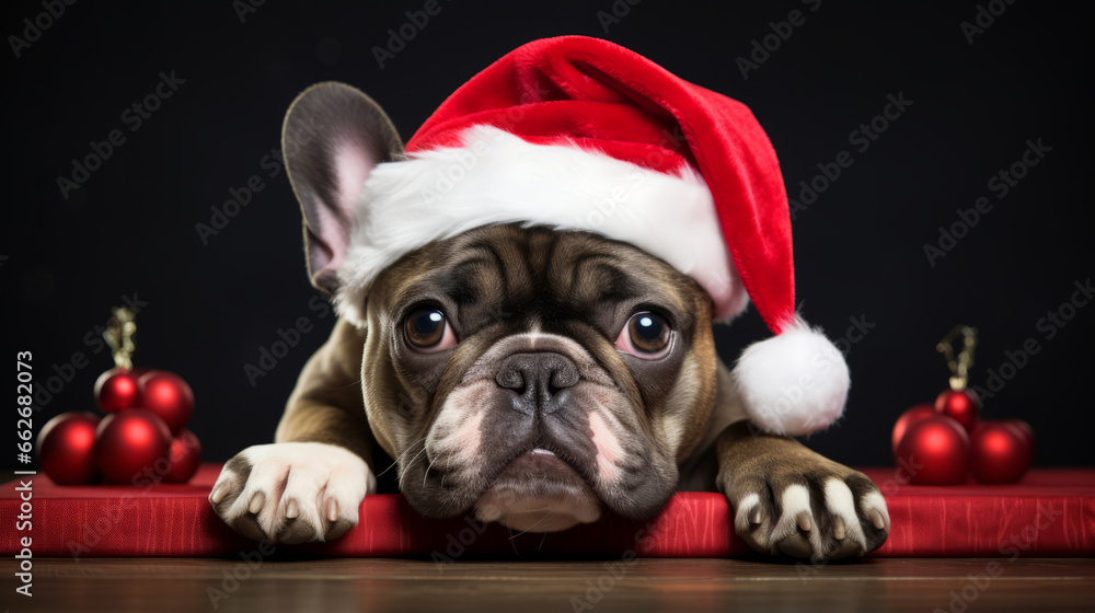 french bulldog in a santa hat french bulldog in a santa hat