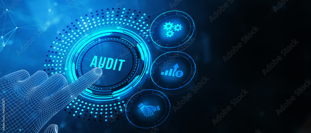 Business, Technology, Internet and network concept. Audit business and finance concept. 3d illustration Business, Technology, Internet and network concept. Audit business and finance concept. 3d illustration
