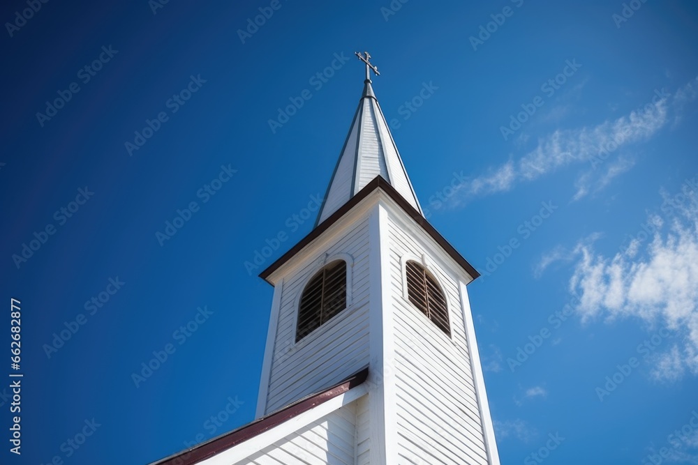 church bell tower under a clear blue sky