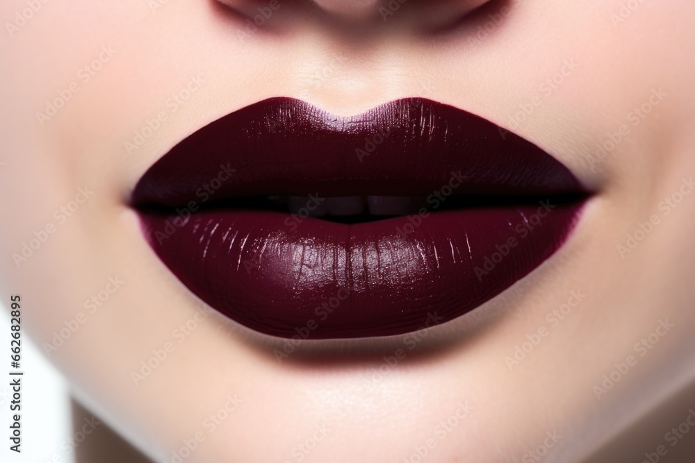 dark lipstick on a white surface contrasted with bright veneers dark lipstick on a white surface contrasted with bright veneers