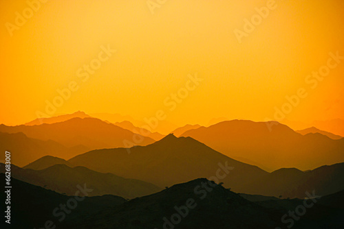 sunset in mountains