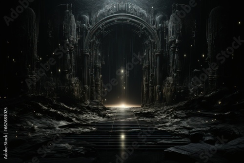 Enigmatic shadow gates  portals to realms shrouded in darkness and mystery - Generative AI