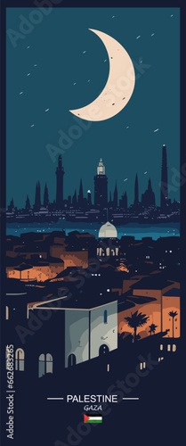 Palestine travel poster | banner design | night view | destination