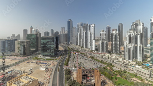 Photography Panorama showing Bay Avenue with modern towers residential development in Busine