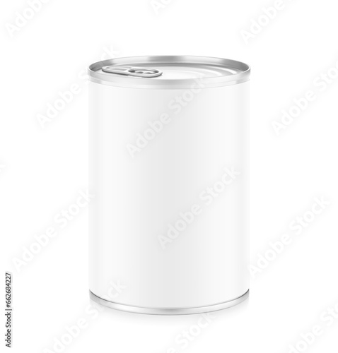 Hight realistic can with easy-open lid mockup. Vector illustration isolated on white background. Easy to use for presentation your product, idea, design. EPS10.