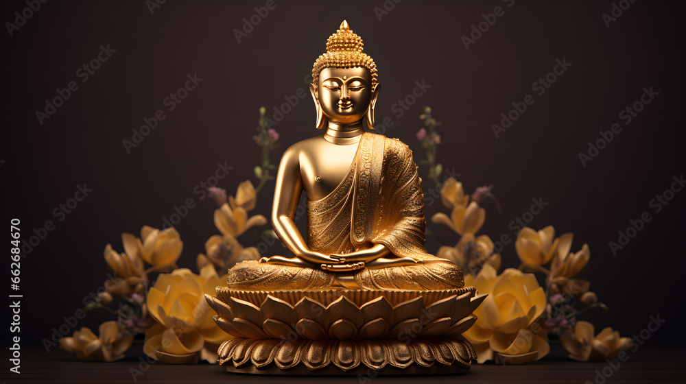 Golden Buddha statue symbol of spirituality and meditation