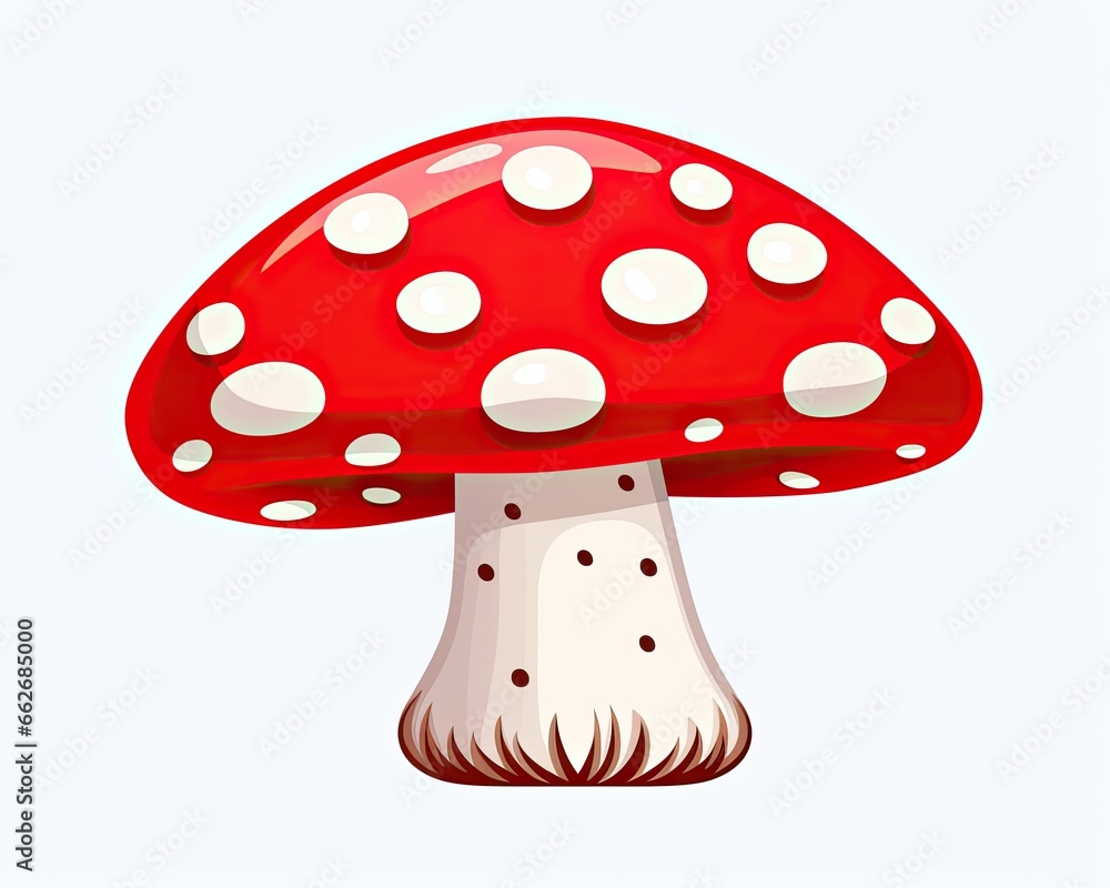 Whimsical Red Mushroom with Playful Polka Dots in a Simple Illustrative Style - Generative AI Whimsical Red Mushroom with Playful Polka Dots in a Simple Illustrative Style - Generative AI