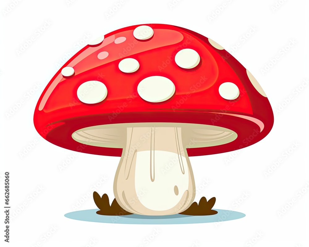 Whimsical Red Mushroom with Playful Polka Dots in a Simple Illustrative Style - Generative AI Whimsical Red Mushroom with Playful Polka Dots in a Simple Illustrative Style - Generative AI