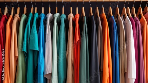 Wallpaper Mural Colourful clothes on hangers. Generative AI Torontodigital.ca