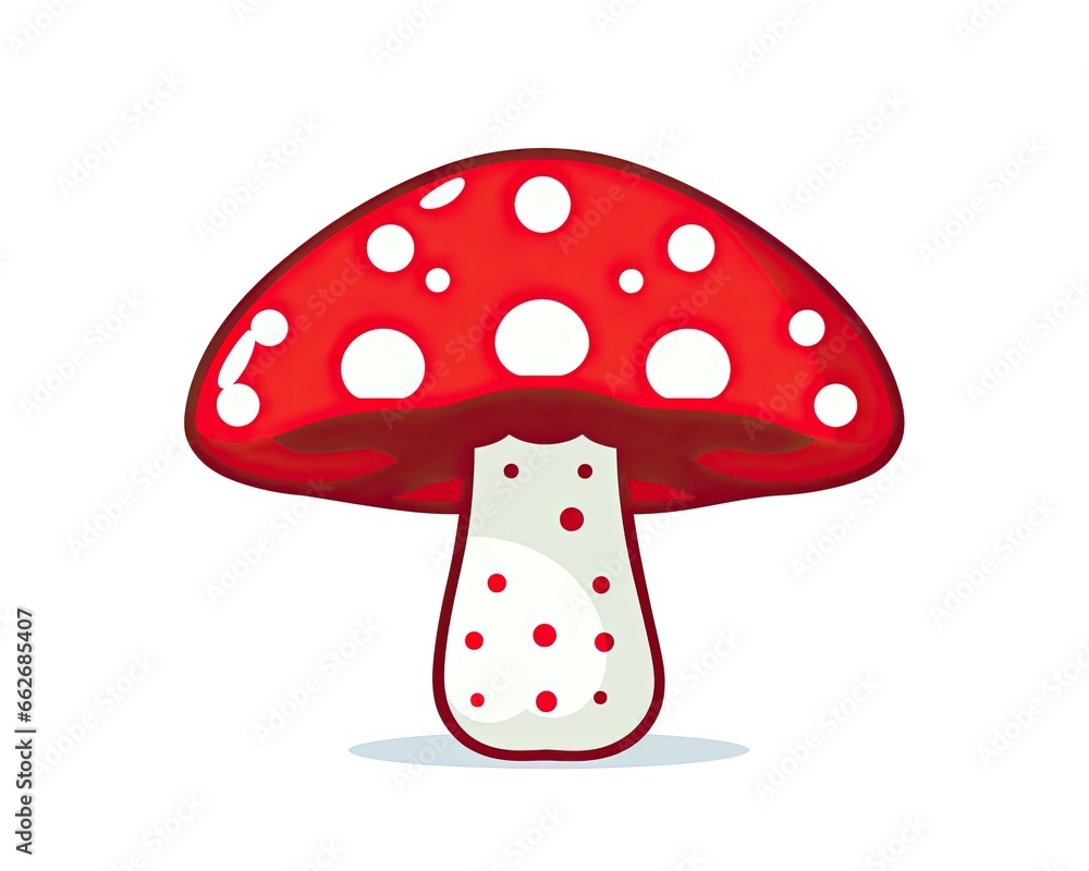 Whimsical Illustrated Scene of Vibrant Red Fly Agaric Mushrooms in a Magical Forest. Generative AI Whimsical Illustrated Scene of Vibrant Red Fly Agaric Mushrooms in a Magical Forest. Generative AI