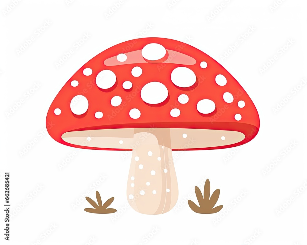 Whimsical Illustrated Scene of Vibrant Red Fly Agaric Mushrooms in a Magical Forest. Generative AI Whimsical Illustrated Scene of Vibrant Red Fly Agaric Mushrooms in a Magical Forest. Generative AI