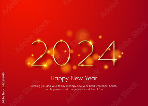 Creative 2024 new year celebration greeting card and social media post design template. 3D 2024 Happy New Year logo text design for post © xain