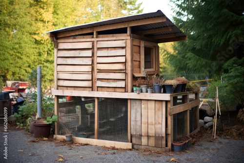 chicken coop made from recycled wooden pallets