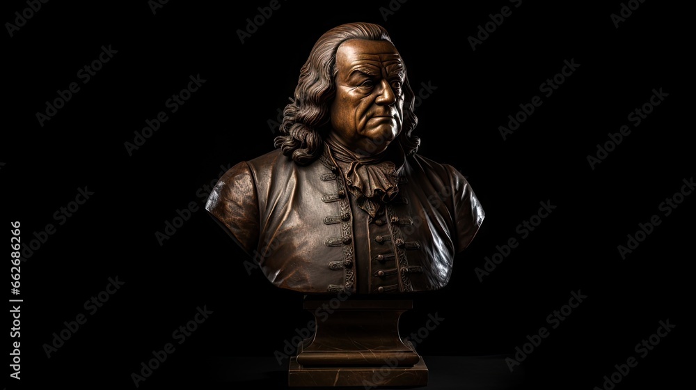 Bronze bust of Johann Sebastian Bach - obrazy, fototapety, plakaty 