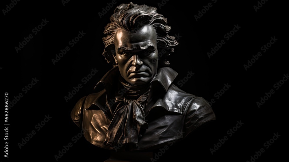 Bronze bust of Ludwig van Beethoven - obrazy, fototapety, plakaty 