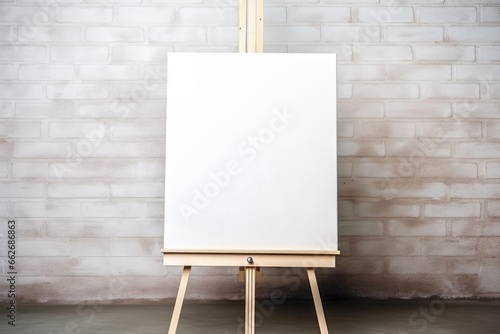 image of a wooden easel with an unfinished canvas