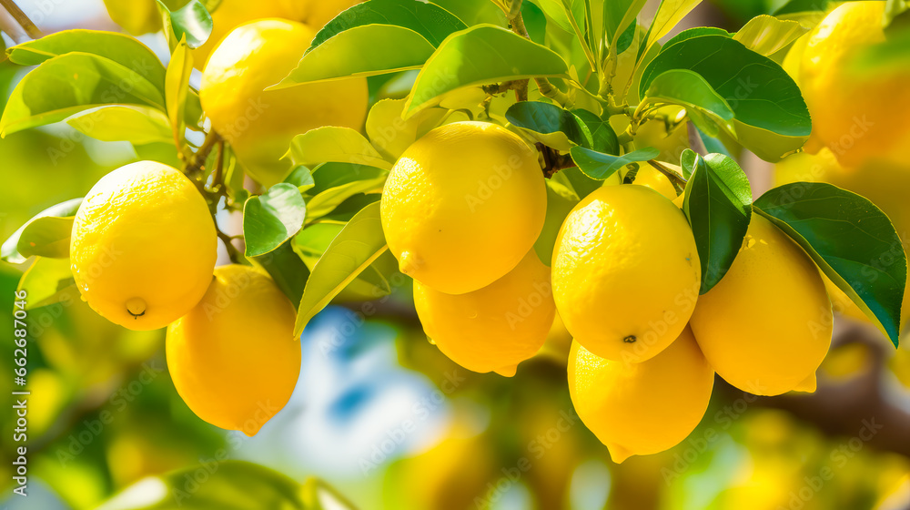 Reife Zitronen auf einem Zitronenbaum. Generiert mit KI