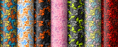 Military textile of camouflage for uniform. Como fabric textured material.
