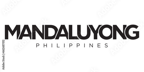 Mandaluyong in the Philippines emblem. The design features a geometric style, vector illustration with bold typography in a modern font. The graphic slogan lettering.
