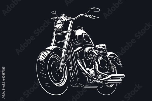 Classic motorcycle vector illustration. Motor bike for logo, biker club emblem, sticker, t shirt design print.