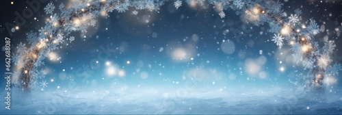 Sparkling Christmas Wreath with Glittering Snowflakes and Garland Lights