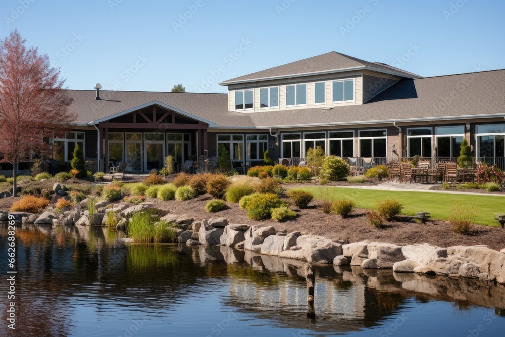 a hospice building set in beautiful landscape