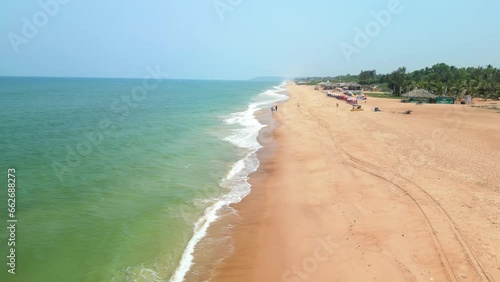 Goa, India: Aerial view of Indian summer resort by Arabian Sea, famous Goa Beaches (Sinquerim, Candolim, Calangute and Baga Beach) - landscape panorama of South Asia from above photo