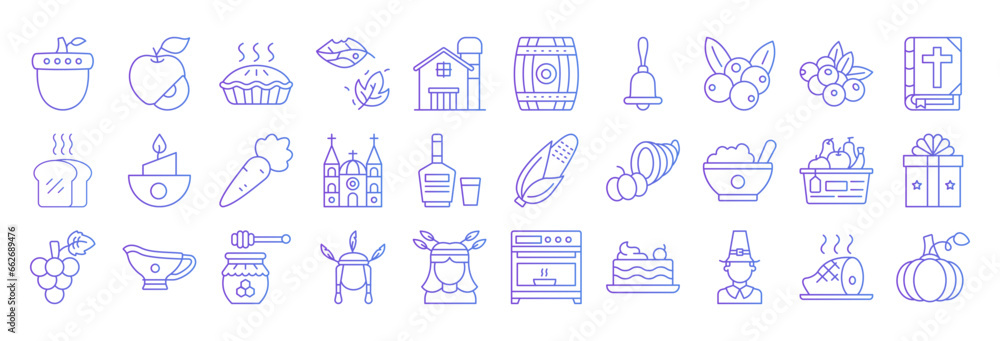 Thanksgiving Day icon pack set 