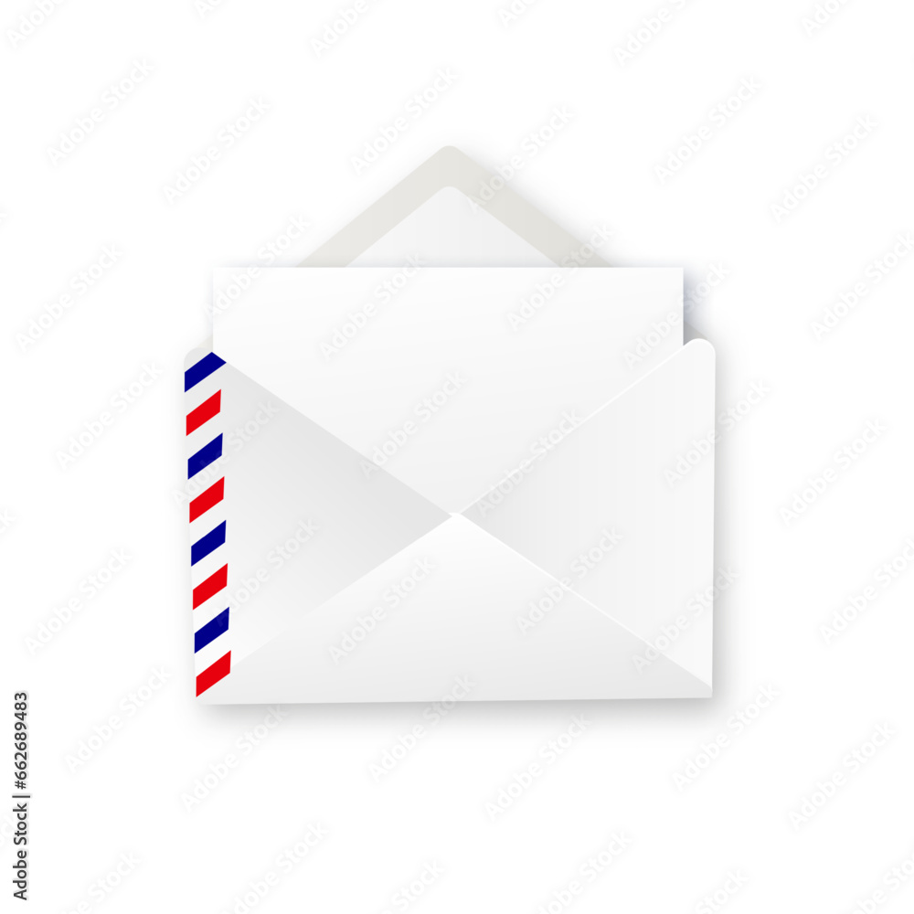 Realistic white envelope in different positions. Folded and unfolded envelope mockup isolated on a white background. Vector Realistic white envelope in different positions. Folded and unfolded envelope mockup isolated on a white background. Vector