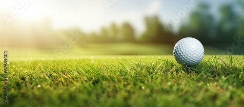 golf ball rolling on the course With copyspace for text