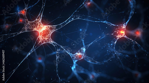 Neuron complex connection. Neural net. Research of nerve network. Human mind cells data analysis. Generative AI