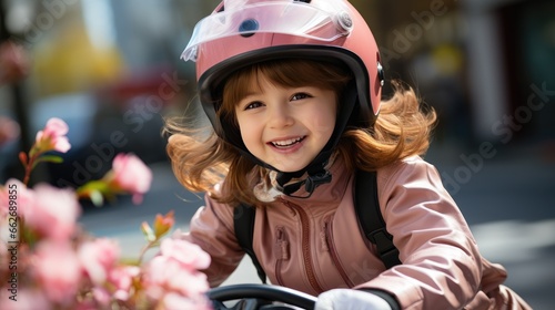 Energetic Young Girl Enjoying a Sunny Day Bicycle Ride