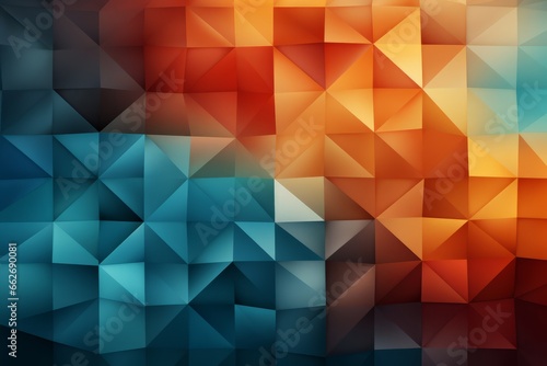 Background of orange and teal geometric patterns with a striking gradient  Generative AI