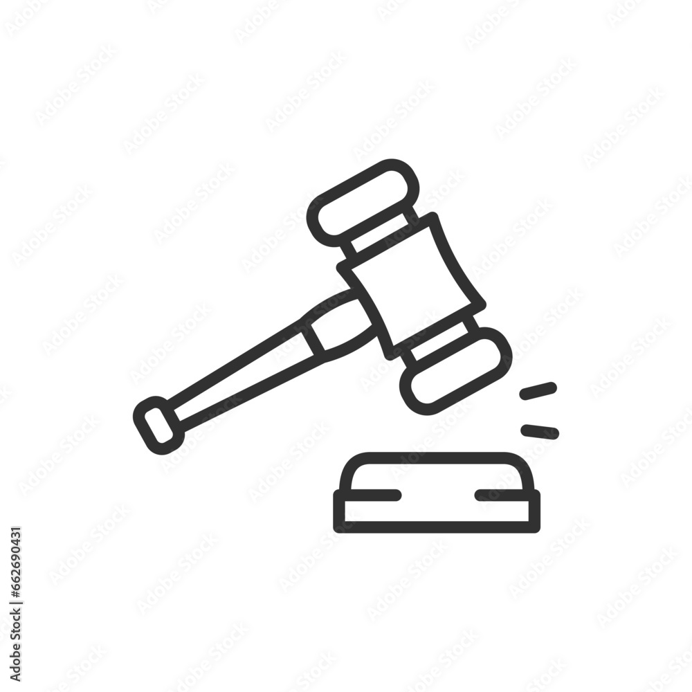Gavel of Justice, linear icon. Line with editable stroke Gavel of Justice, linear icon. Line with editable stroke