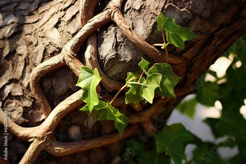 a tree and a vine intertwined