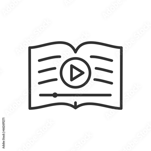 Audiobook, linear icon. Text voicing in the book. Line with editable stroke