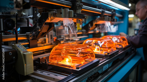 Plastic Molding: Molten plastic being molded into medical product components by precision machinery. © Наталья Евтехова